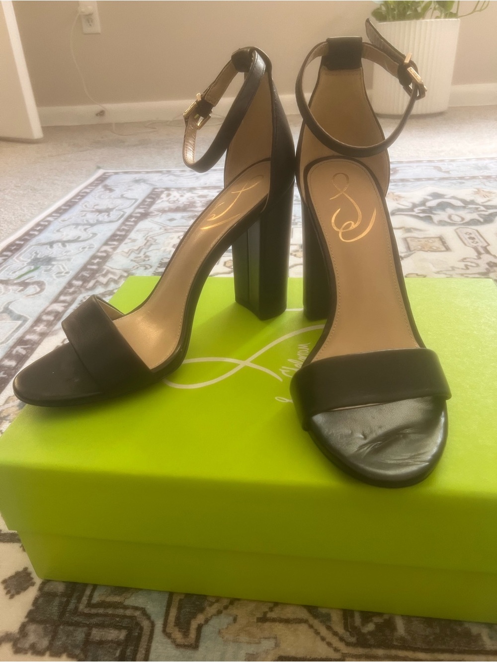 Sam Edelman Black Ankle-Strap Block Heel Sandals